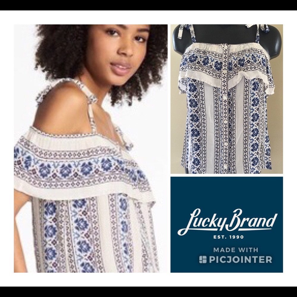 Lucky Brand Off The Shoulder Ruffle Top